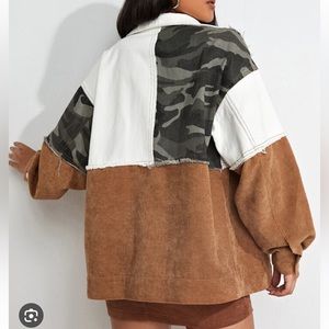 SHEIN camo print color block jacket